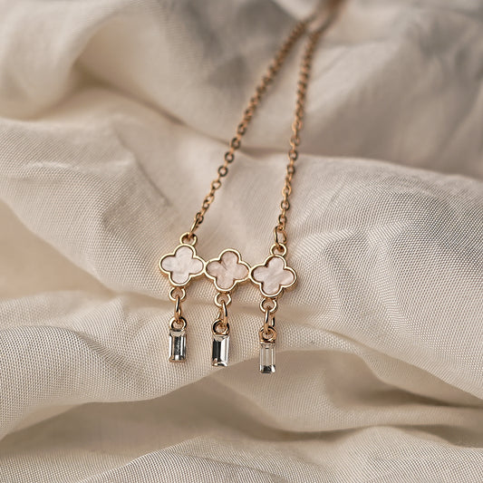 Rose Gold-Plated Cubic Zirconia Studded Contemporary Pendant With Chain