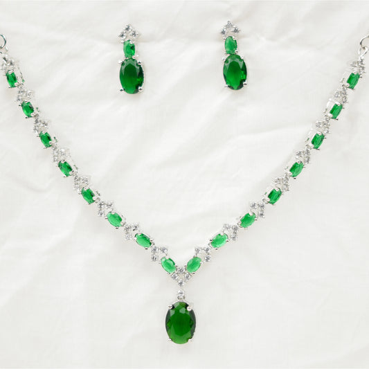 Layer Diamond Necklace Long Jewellery Set with Earrings