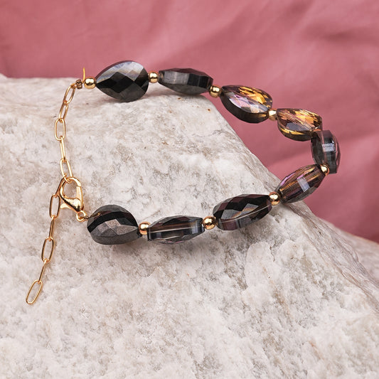 Smokey Quartz Bracelet – tubular faceted stones