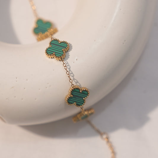 Green Clover Chain Bracelet