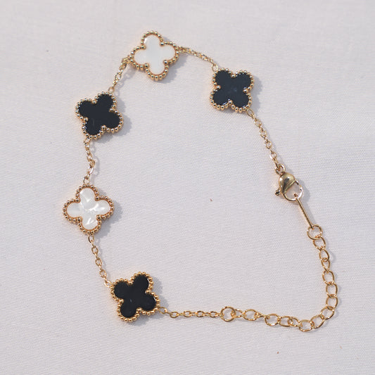 White Black Clover Stainless Steel Bracelet